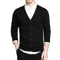 V-Neck Solid Button Cardigan - Black / XS - HIS.BOUTIQUE