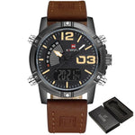 Leather Military Watch - Black Yellow - HIS.BOUTIQUE