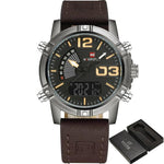 Leather Military Watch - khaki - HIS.BOUTIQUE