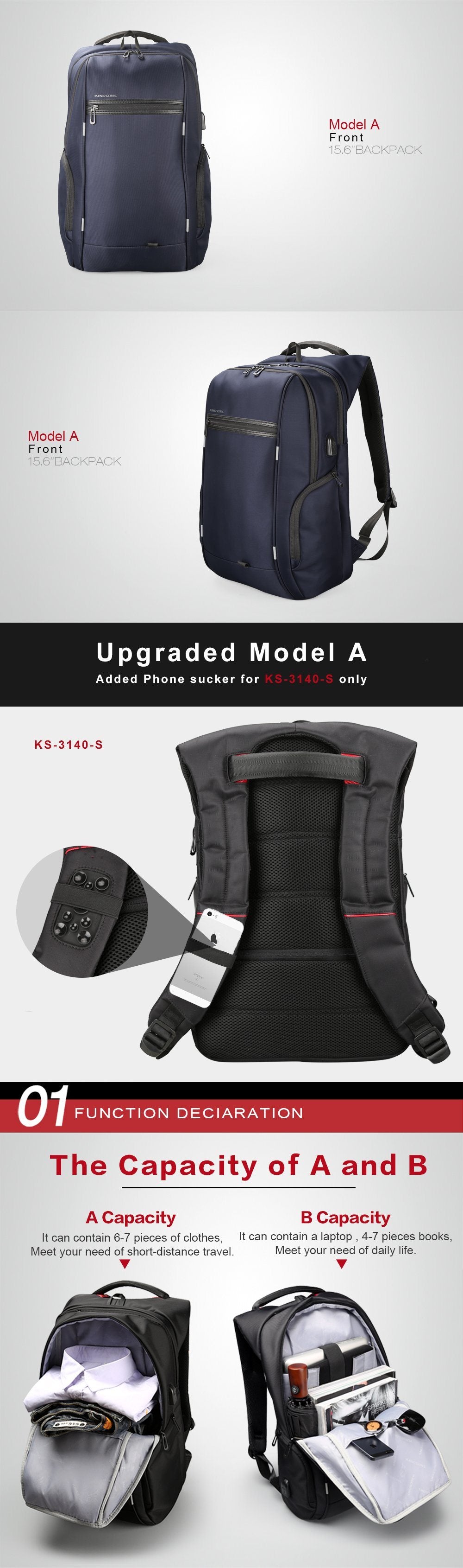Laptop Backpack With External USB Charge -  - HIS.BOUTIQUE