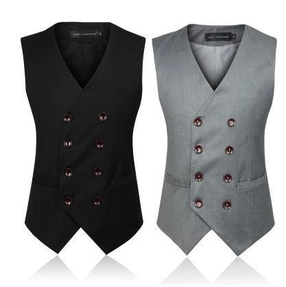 British Style Slim Double Breasted Waistcoat -  - HIS.BOUTIQUE