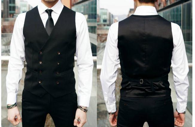 British Style Slim Double Breasted Waistcoat - Black / XS - HIS.BOUTIQUE