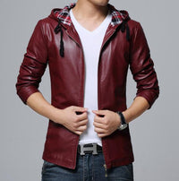 Collective Leather Hoodie - Wine Red / XS - HIS.BOUTIQUE