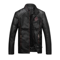 Geometric Faux Leather Jacket - Black / XS - HIS.BOUTIQUE