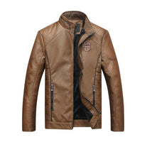 Geometric Faux Leather Jacket - Khaki / XS - HIS.BOUTIQUE